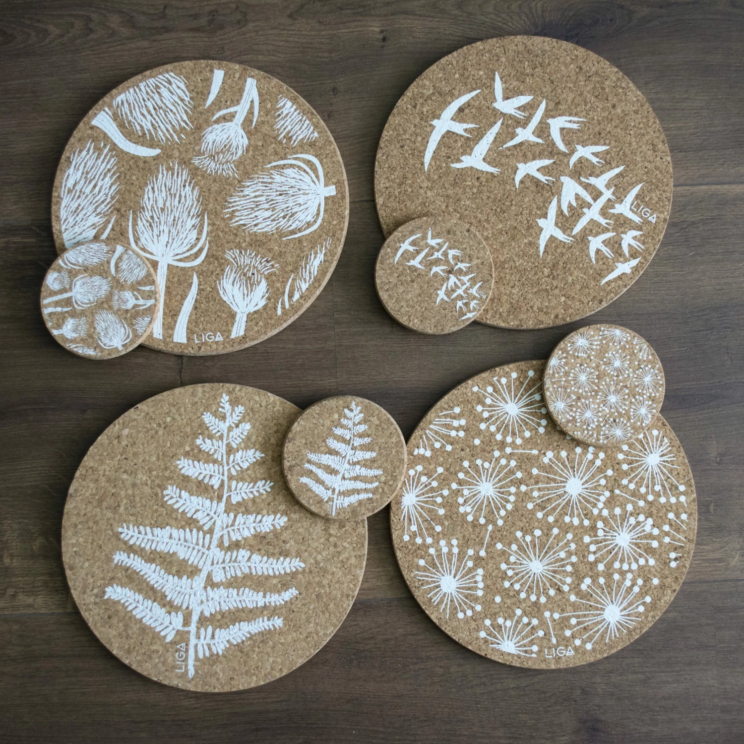 LIGA Cork Coaster Fern Set 6 LIGA Cork Coaster Fern Set