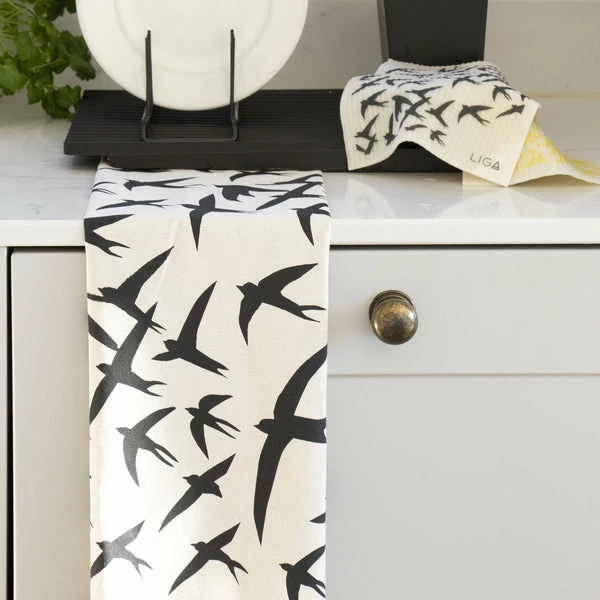 LIGA Swallows Tea Towel I Grey 4 LIGA Swallows Tea Towel I Grey