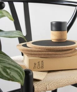 LIGA Set of 4 Cork Placemats with Black Hole Print