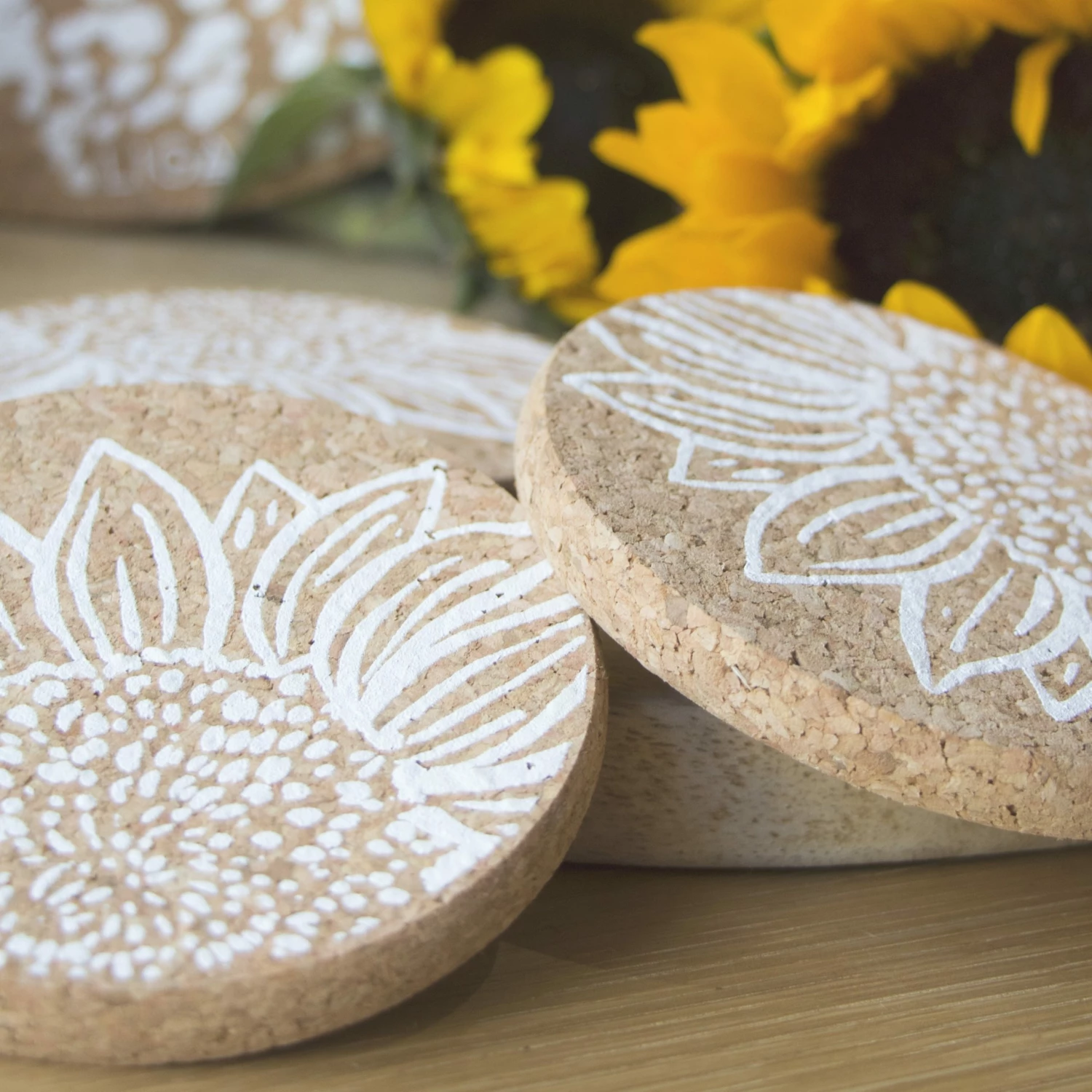 LIGA Cork Coaster Sunflower Set 4 LIGA Cork Coaster Sunflower Set