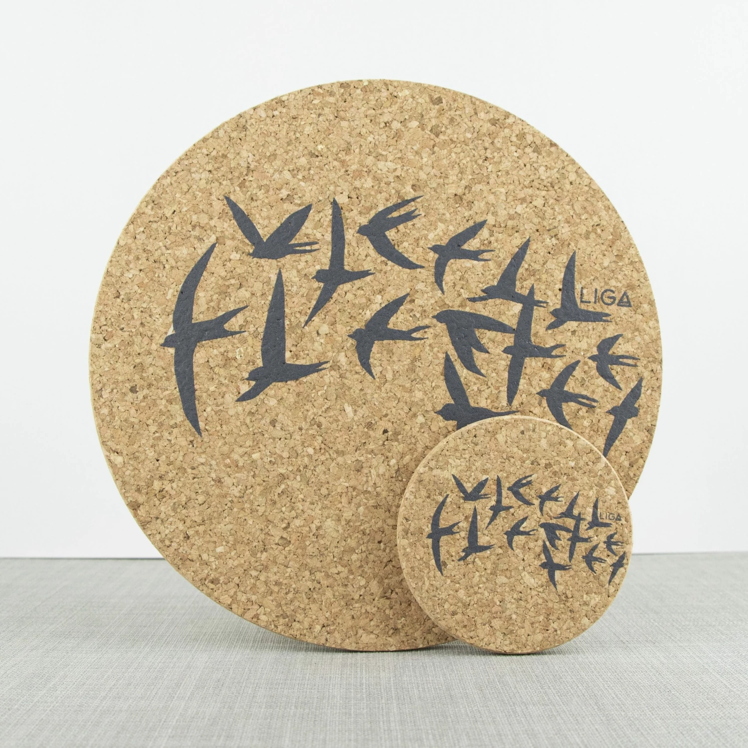 LIGA Cork Placemats Swallows Grey Set 6 LIGA Cork Placemats Swallows Grey Set