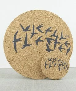 LIGA Cork Coaster Swallows Grey Set