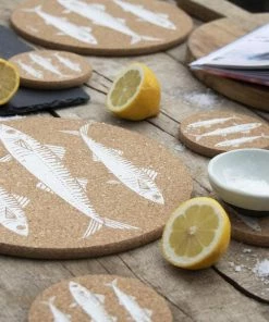 LIGA Set Of Four Mackerel Cork Coasters