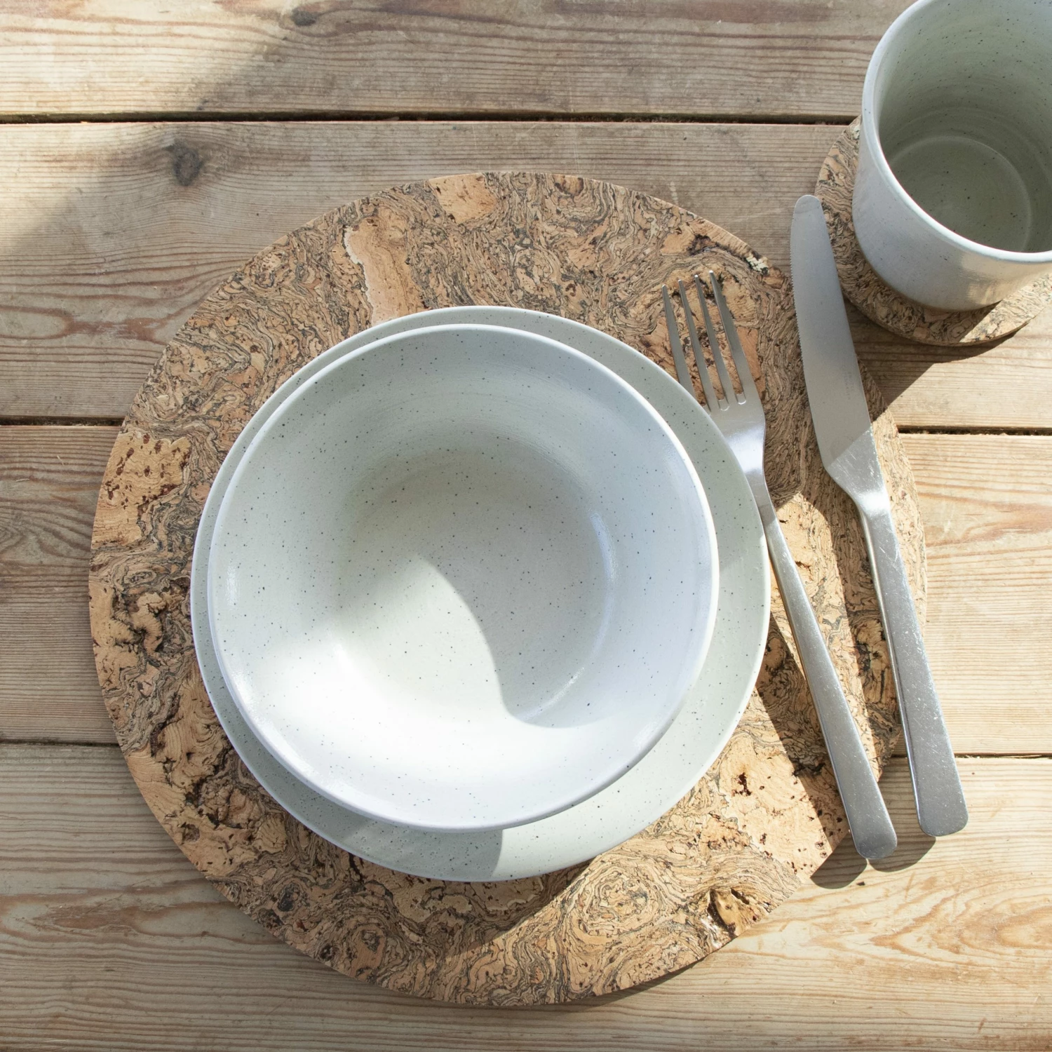 LIGA Cork Coaster Set Round Ice Grey 7 LIGA Cork Coaster Set Round Ice Grey