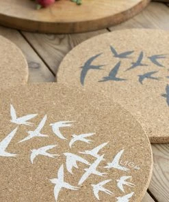 LIGA Cork Placemat Swallows Grey