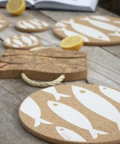 LIGA Cork Placemats Fish White Set 7 LIGA Cork Placemats Fish White Set