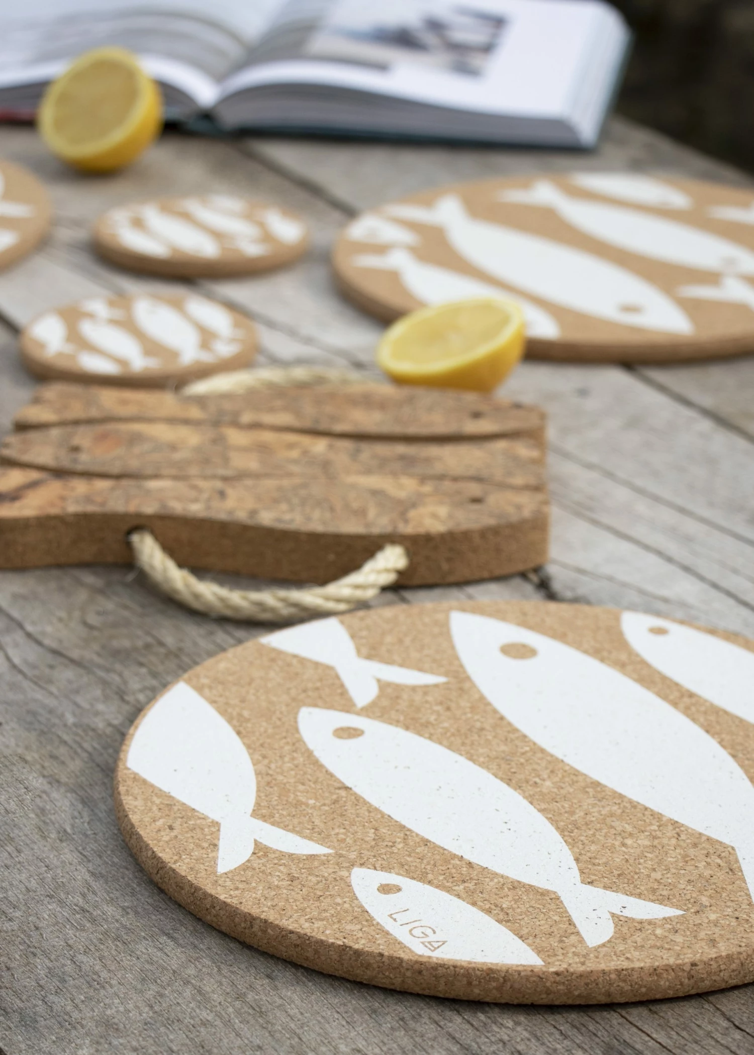 LIGA Cork Placemats Fish White Set 4 LIGA Cork Placemats Fish White Set