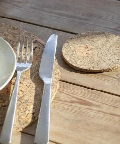 LIGA Cork Coaster Round Ice Grey Set Of 4