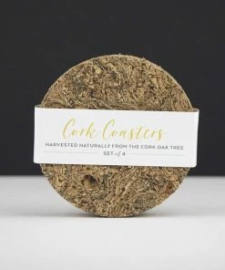 LIGA Cork Coaster Round Ice Grey Set Of 4