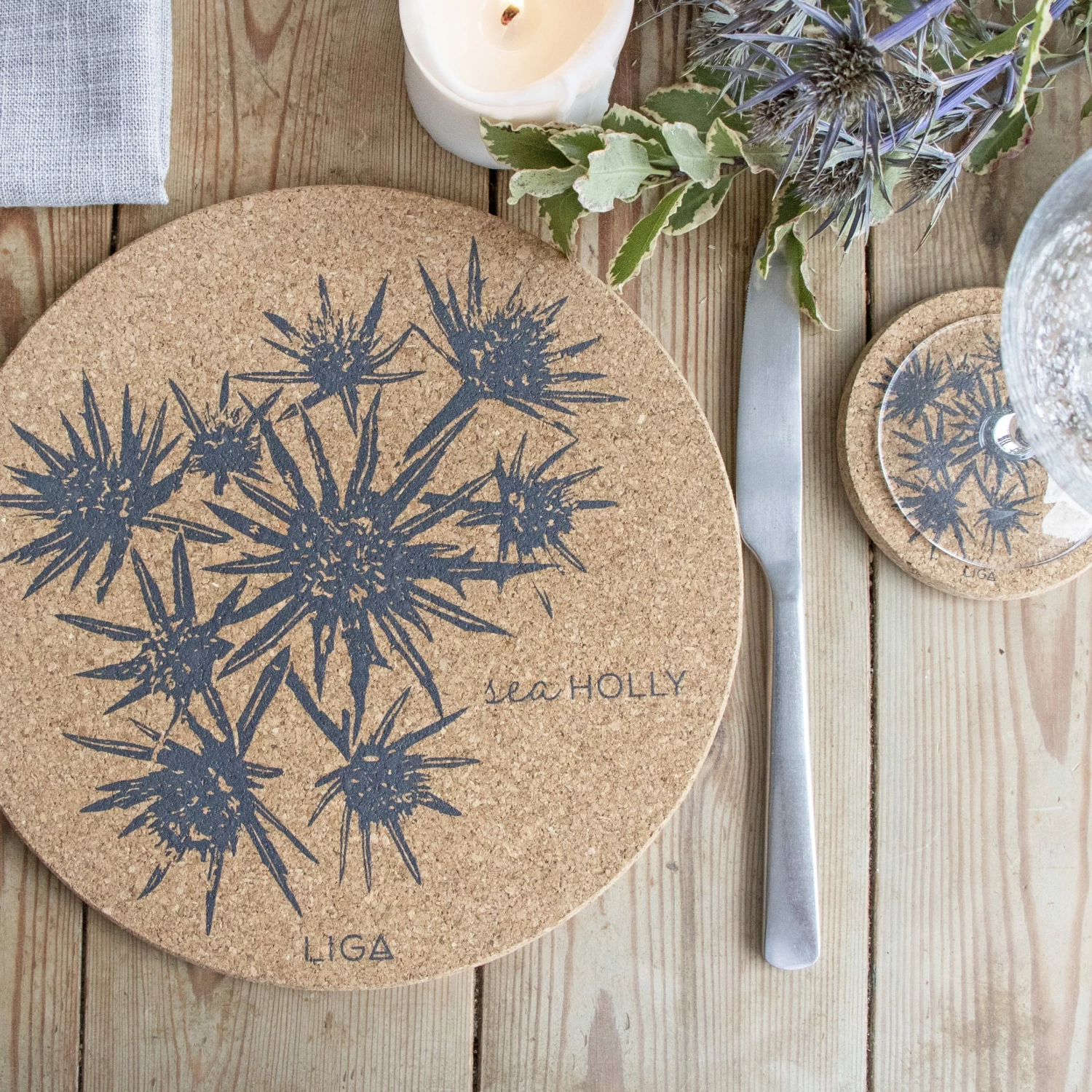 LIGA Cork Placemat Sea Holly 5 LIGA Cork Placemat Sea Holly