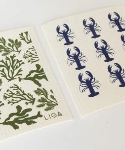 LIGA Eco Dishcloths - Blue Lobster & Seaweed