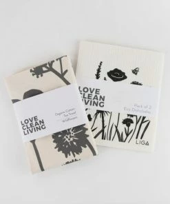 LIGA Wildflower Tea Towel I Black