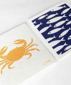 LIGA Eco Dishcloth Fish In The Sea And Crab