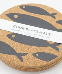 LIGA Set Of Four Fish Cork Placemats