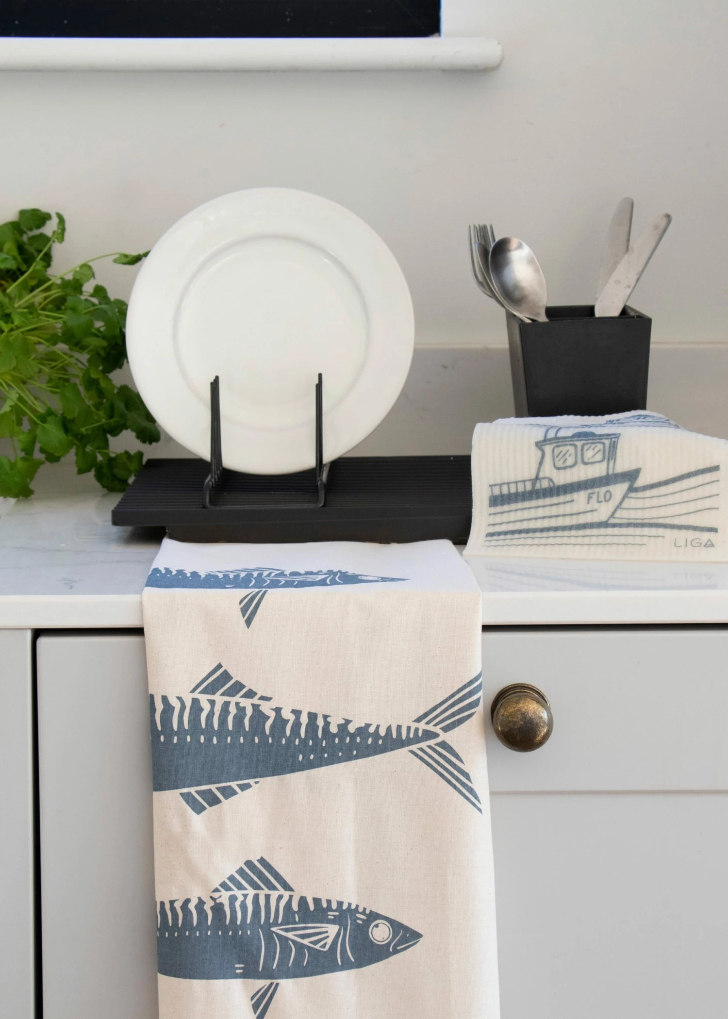 LIGA Eco Dishcloths Ebb And Flo & Mackerel 5 LIGA Eco Dishcloths Ebb And Flo & Mackerel