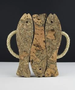 LIGA Cork Trivet Three Fish Ice Grey
