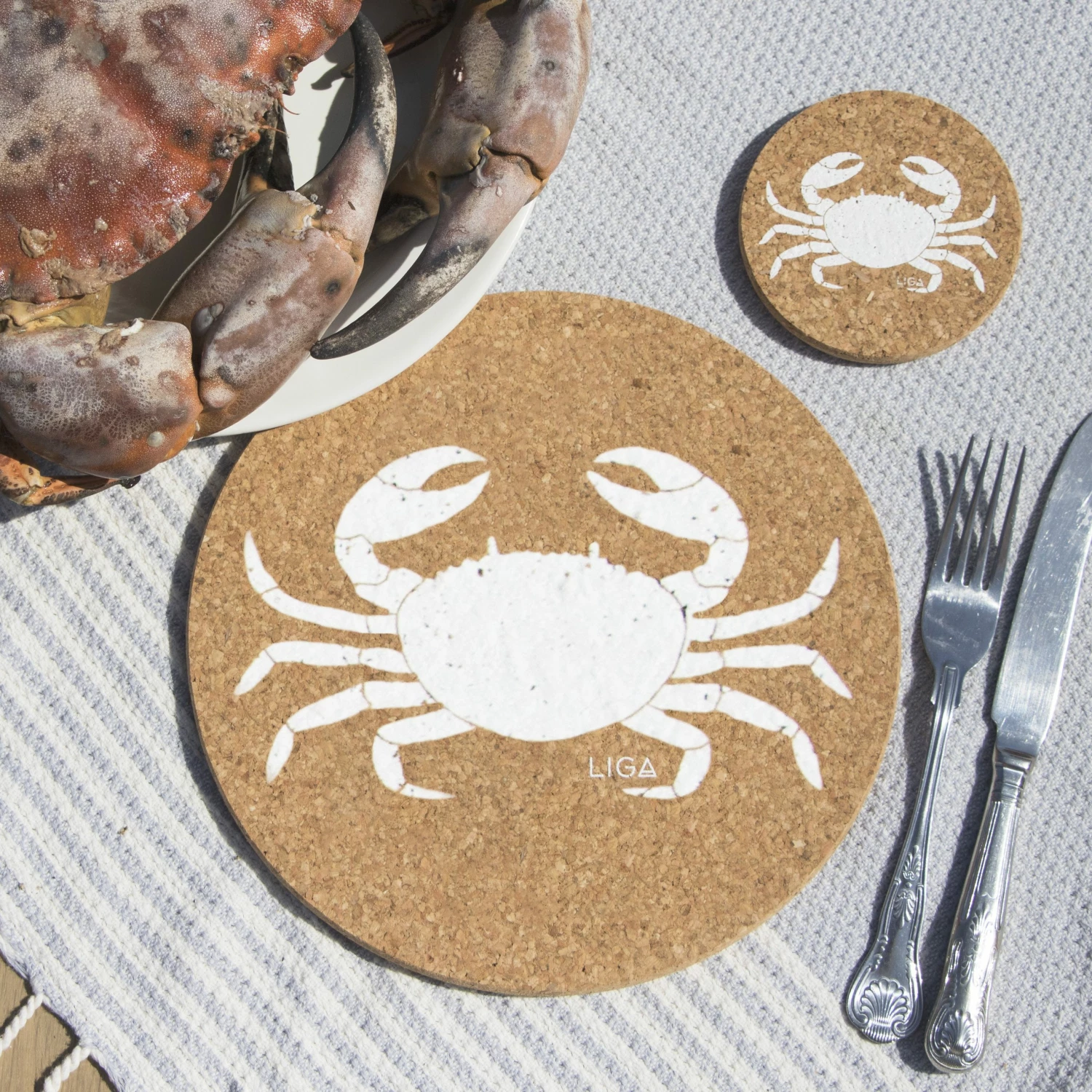 LIGA Cork Placemats Crab Set 5 LIGA Cork Placemats Crab Set