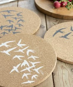 LIGA Cork Placemats Swallows White Set 8 LIGA Cork Placemats Swallows White Set