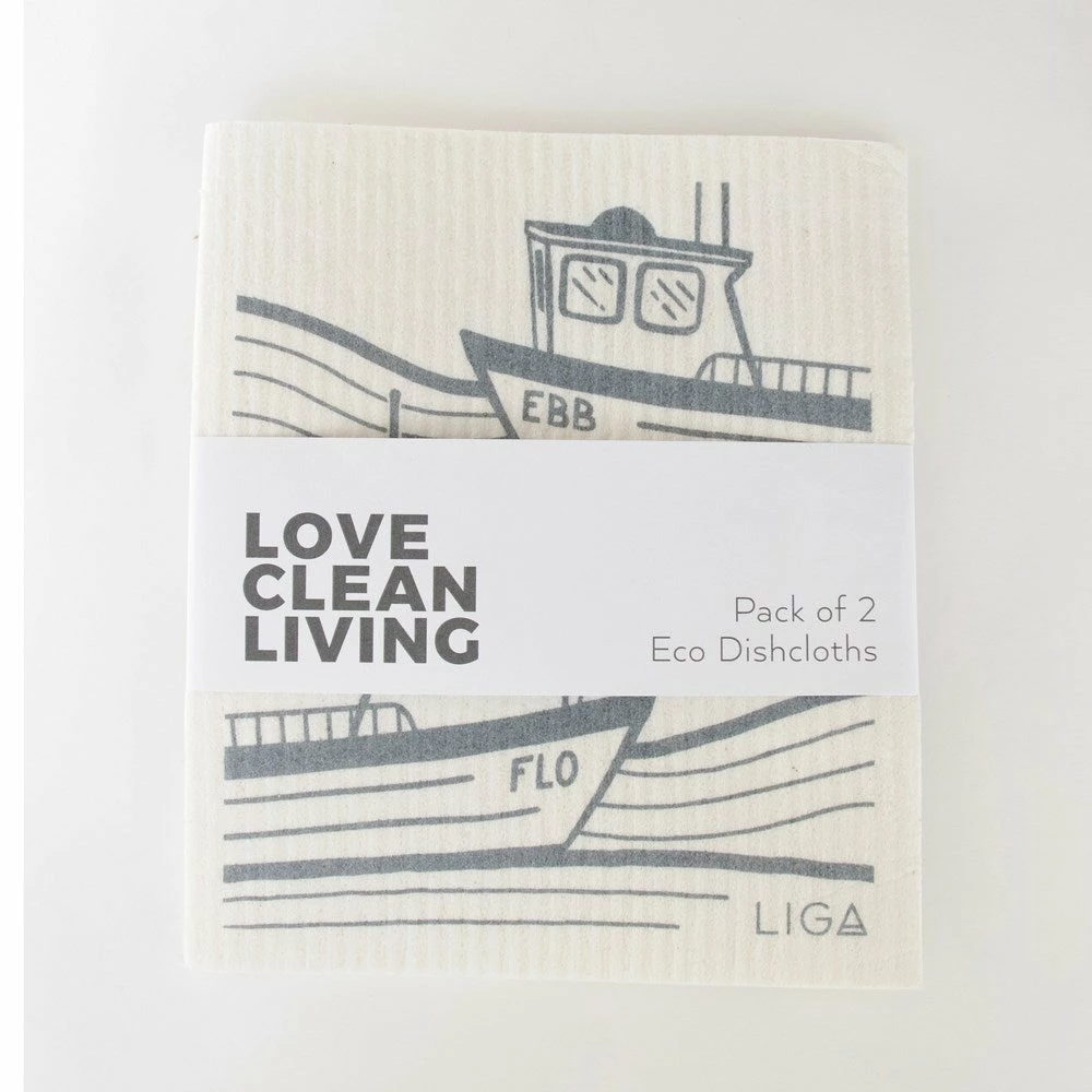 LIGA Eco Dishcloths Ebb And Flo & Mackerel 3 LIGA Eco Dishcloths Ebb And Flo & Mackerel