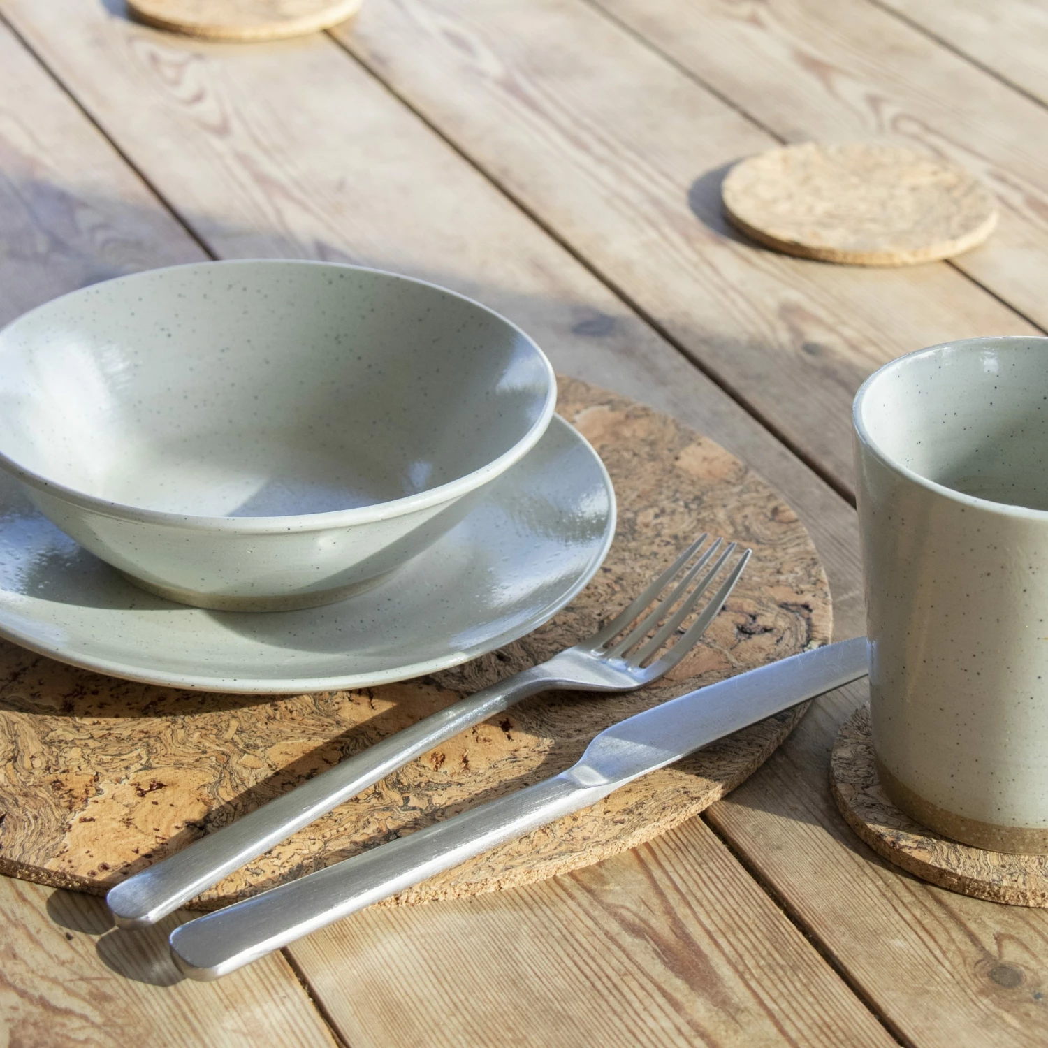 LIGA Cork Coaster Set Round Ice Grey 6 LIGA Cork Coaster Set Round Ice Grey