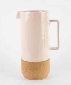 LIGA Tall Earthenware Rose Pink Jug With Cork Base
