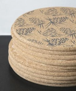 LIGA Cork Coaster Pinecones Grey Set 9 LIGA Cork Coaster Pinecones Grey Set