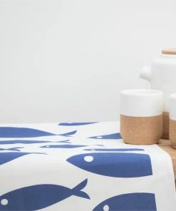LIGA Organic Tea Towel Fish Navy 10 LIGA Organic Tea Towel Fish Navy