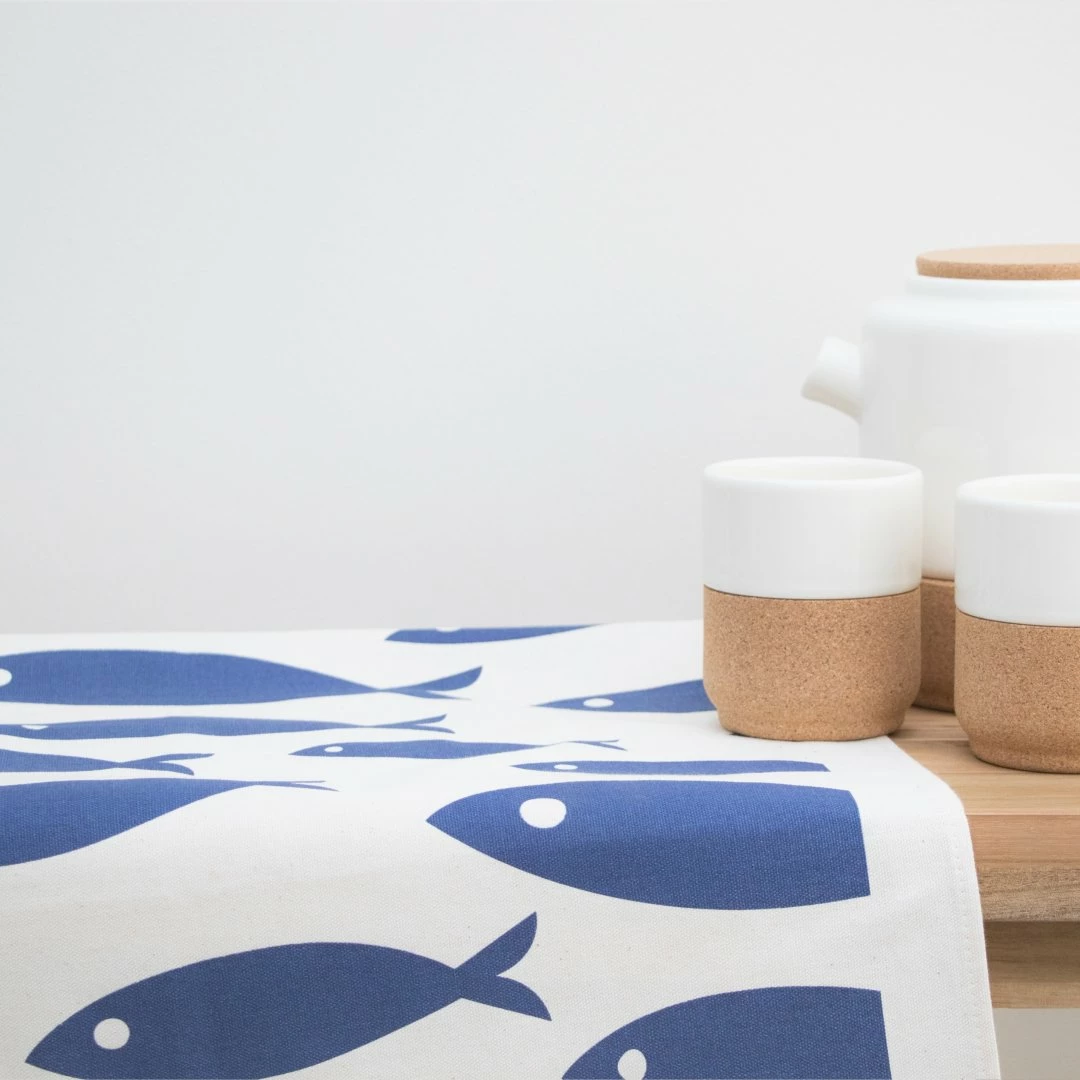 LIGA Organic Tea Towel Fish Navy 6 LIGA Organic Tea Towel Fish Navy