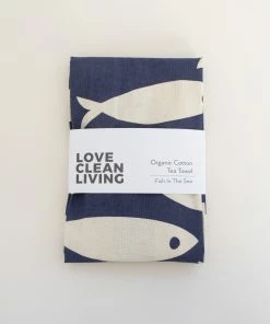 LIGA Fish In The Sea Tea Towel | Navy