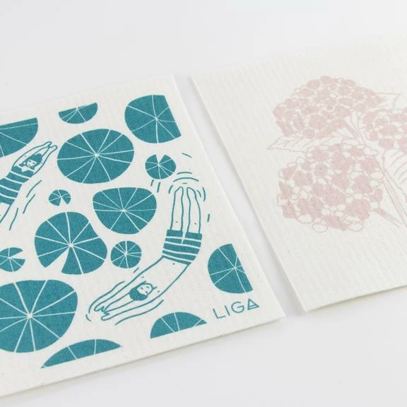 LIGA Eco Wild Swimmer Hydrangea Dishcloths 3 LIGA Eco Wild Swimmer Hydrangea Dishcloths