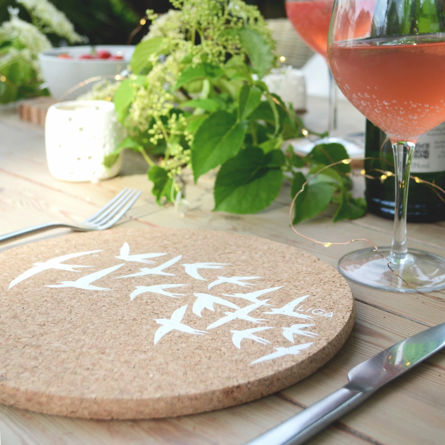 LIGA Cork Placemat Swallows White 5 LIGA Cork Placemat Swallows White