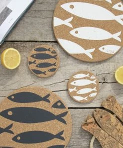 LIGA Cork Coasters Fish White Set 8 LIGA Cork Coasters Fish White Set