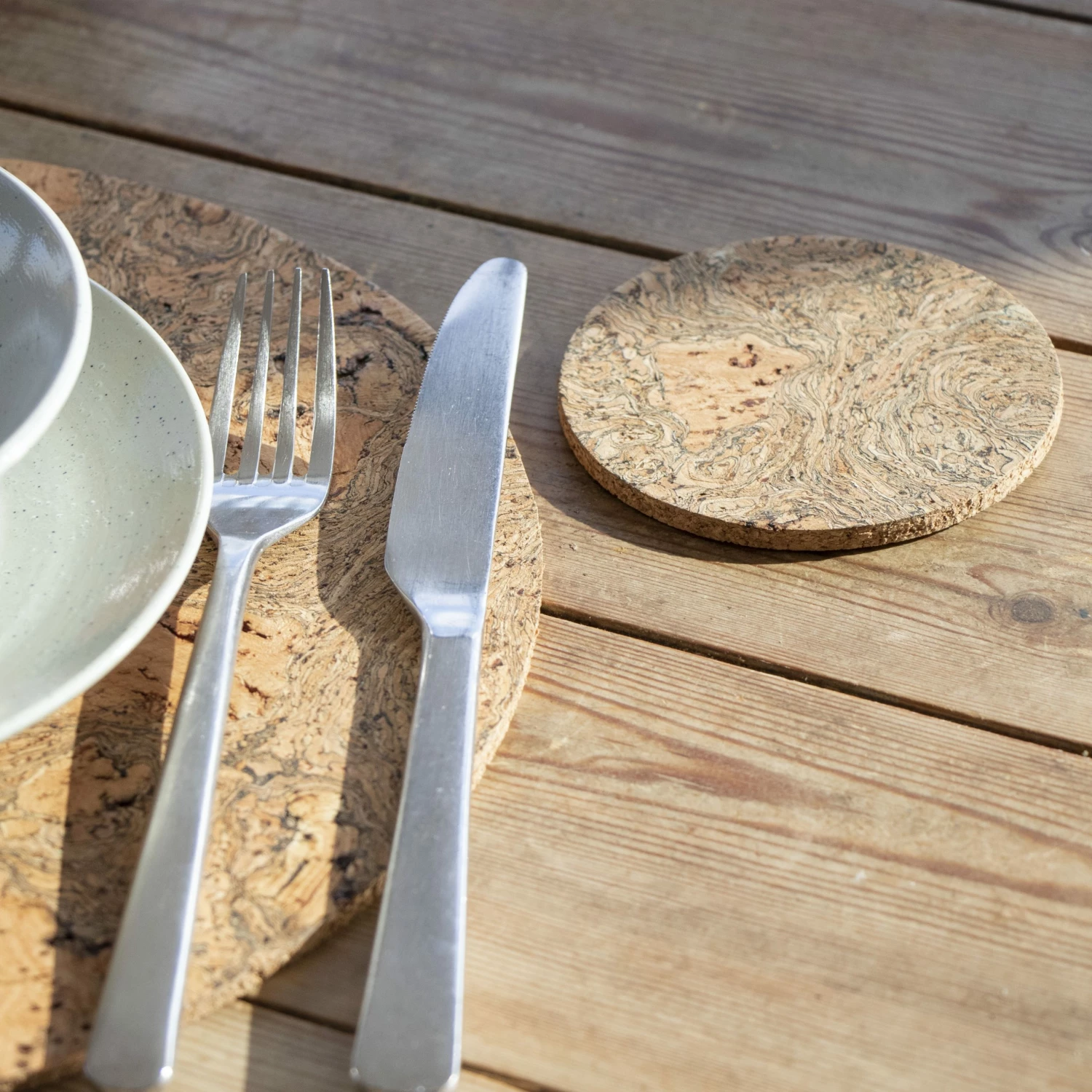 LIGA Cork Coaster Set Round Ice Grey 5 LIGA Cork Coaster Set Round Ice Grey