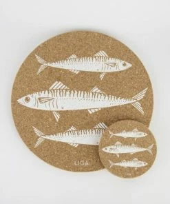 LIGA Set Of Four Mackerel Cork Coasters
