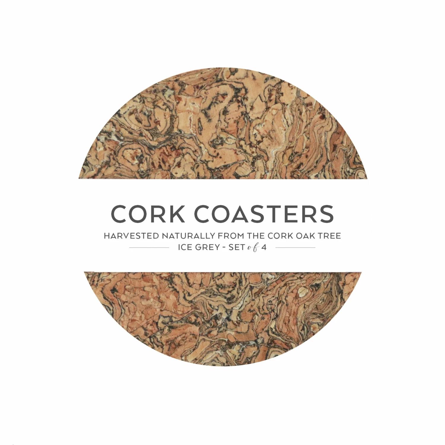 LIGA Cork Coaster Set Round Ice Grey 3 LIGA Cork Coaster Set Round Ice Grey