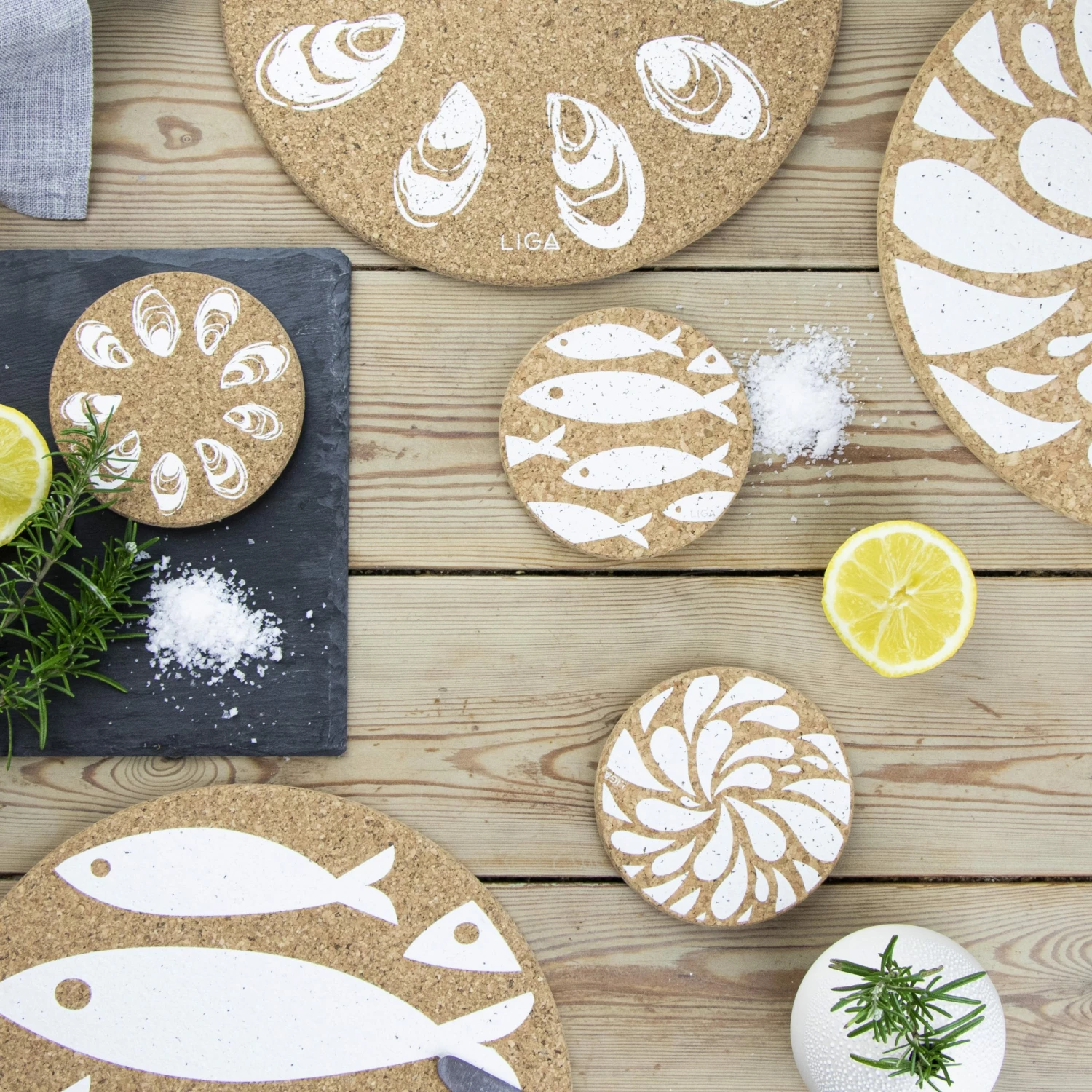 LIGA Cork Placemats Oysters Set 5 LIGA Cork Placemats Oysters Set