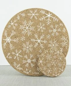 LIGA Cork Placemats Snowflakes Set