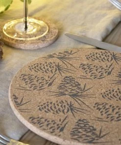 LIGA Cork Coaster Pinecones Grey Set 8 LIGA Cork Coaster Pinecones Grey Set