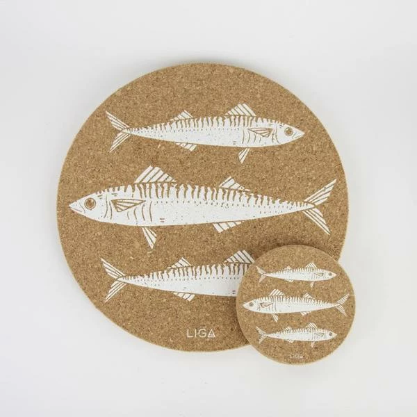 LIGA Set Of Four Mackerel Cork Placemats 4 LIGA Set Of Four Mackerel Cork Placemats
