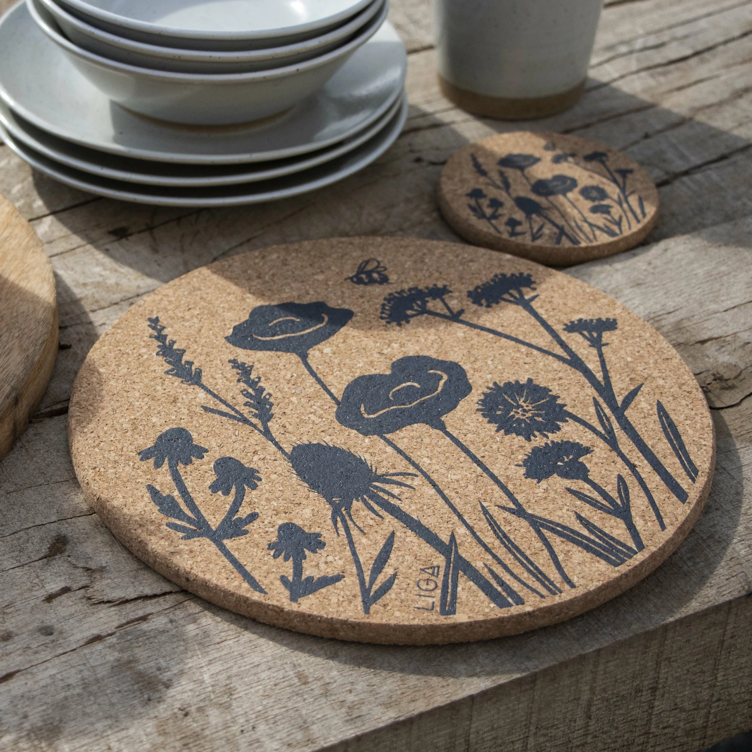 LIGA Cork Coaster Wildflowers Set 5 LIGA Cork Coaster Wildflowers Set