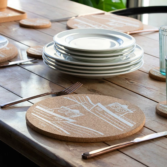 LIGA Set of 4 Ebb and Flo Cork Placemats