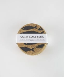 LIGA Cork Coasters Fish Grey Set