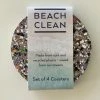 LIGA Cork and Recycled Plastic Beach Clean Round Coaster Set of 4