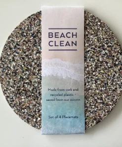 LIGA Cork and Recycled Plastic Beach Clean Round Placemat Set of 4
