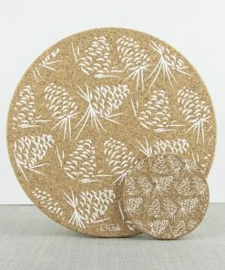 LIGA Cork Placemat Pinecones White