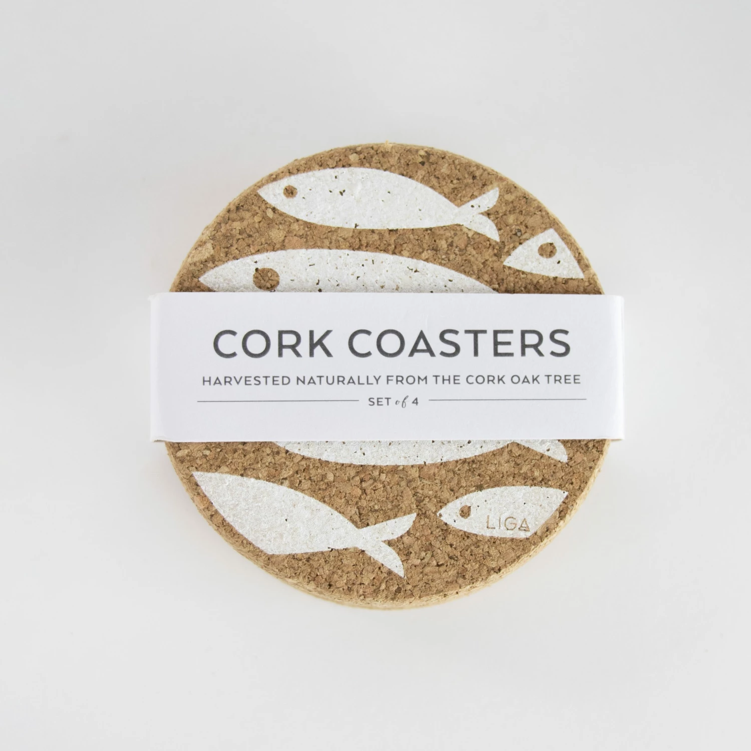 LIGA Cork Coasters Fish White Set 3 LIGA Cork Coasters Fish White Set
