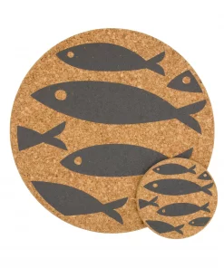 LIGA Cork Placemat Grey Fish