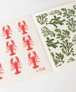 LIGA ECO Dishcloths Red Lobster & Seaweed