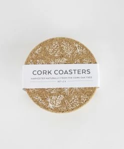 LIGA Cork Coasters Pinecones White Set