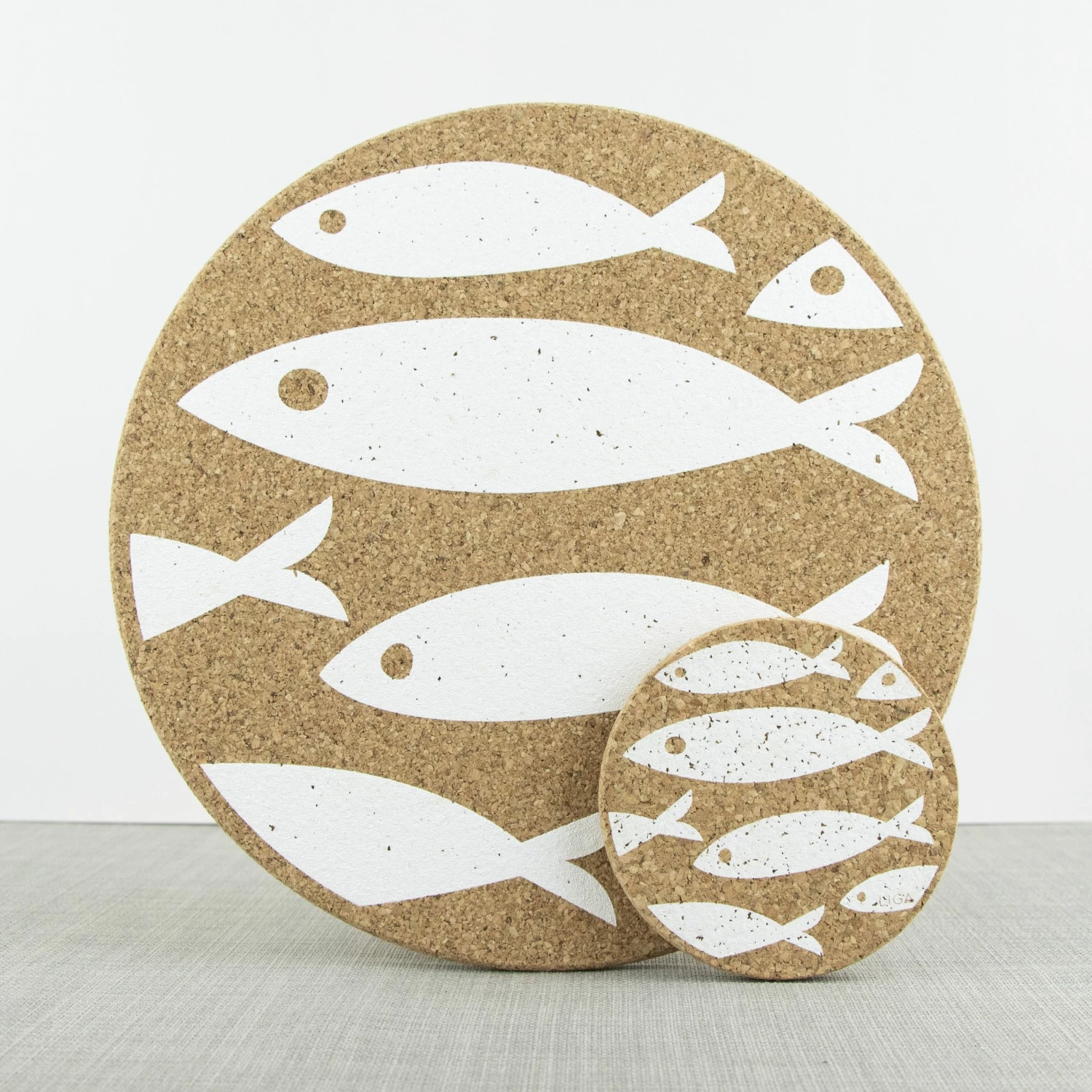 LIGA Cork Coasters Fish White Set 6 LIGA Cork Coasters Fish White Set